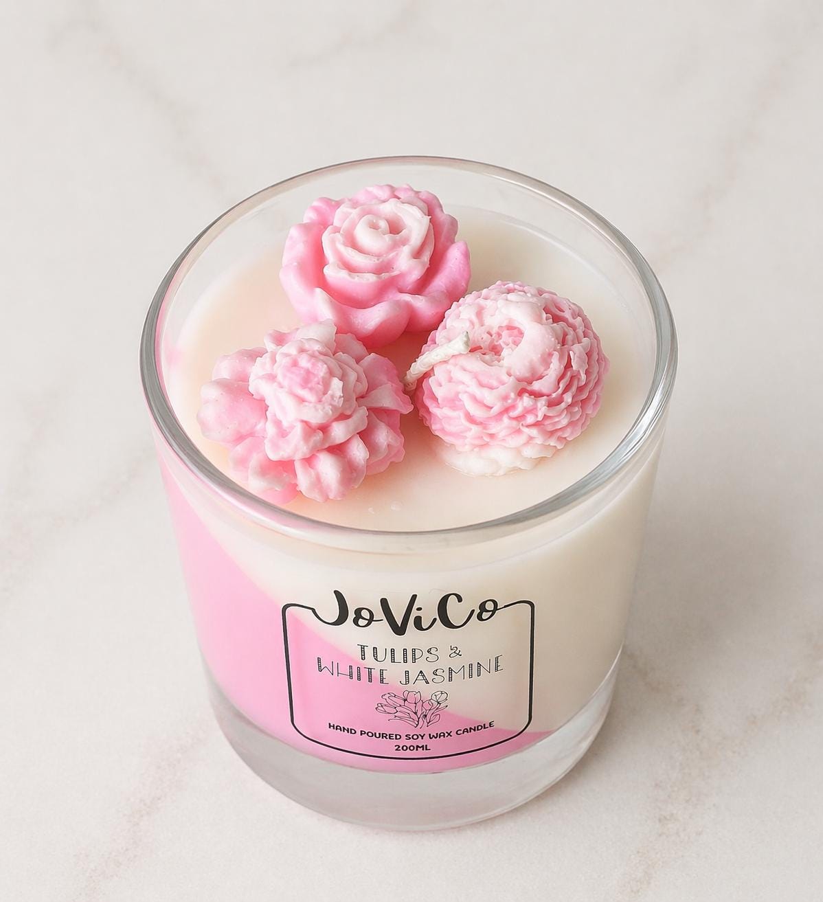 Tulips & White Jasmine Soy Wax Candle