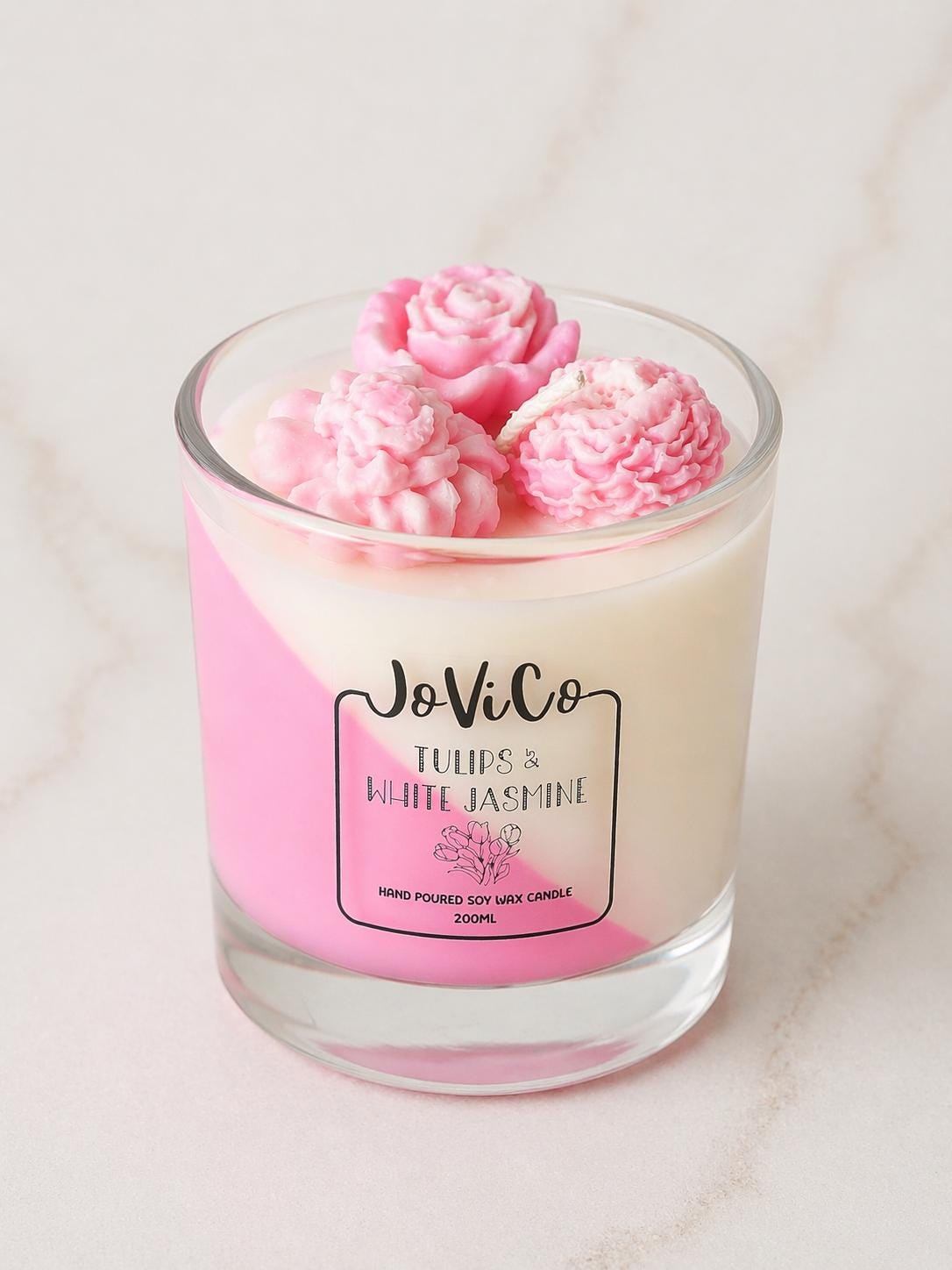 Tulips & White Jasmine Soy Wax Candle