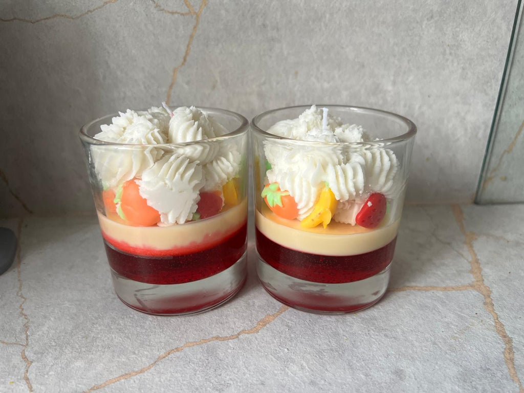 Strawberry Trifle Candle: Sweet Dessert Scented Soy Candle, Handmade UK