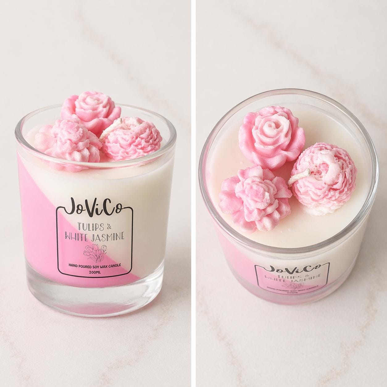 Tulips & White Jasmine Soy Wax Candle